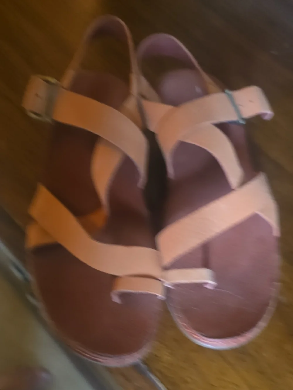 Women's Peach Strappy Leather Sandals - Picture 6 of 7